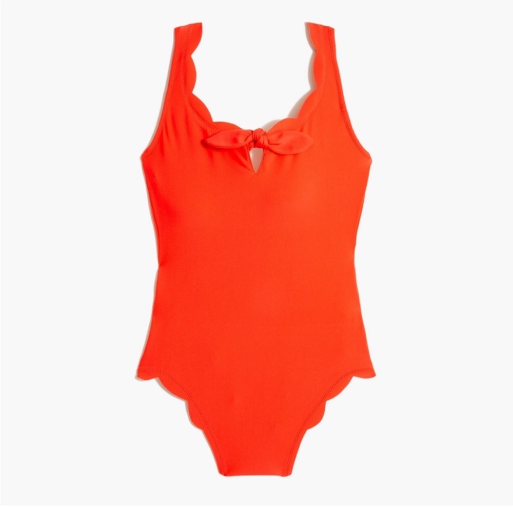 ✨SOLD✨ J.Crew Women’s Scalloped one-piece swimsuit with bow XL